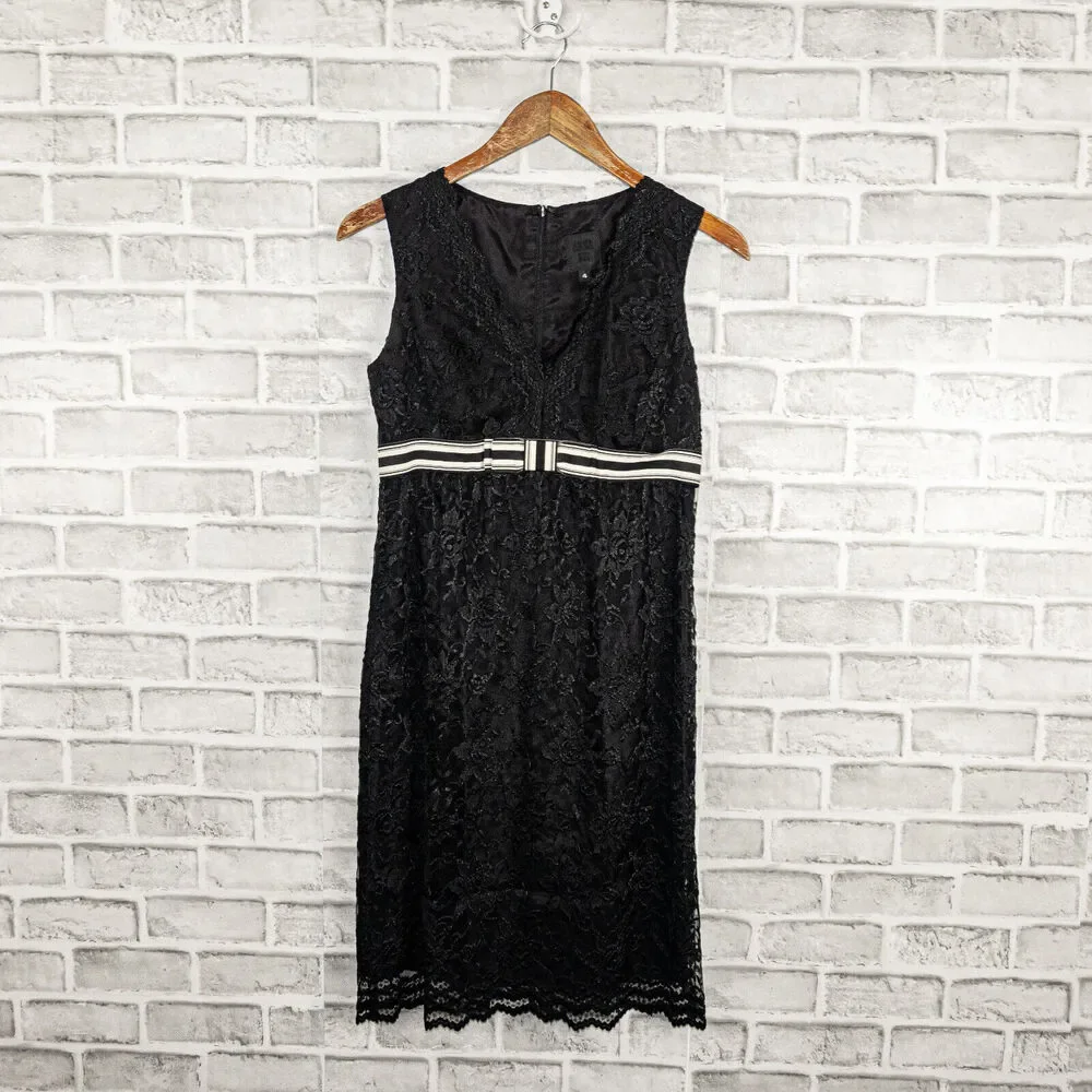 ANNA SUI V-neck Lace Empire Waist Dress Sleeveless in Black Size 4 - Picture 6 of 9